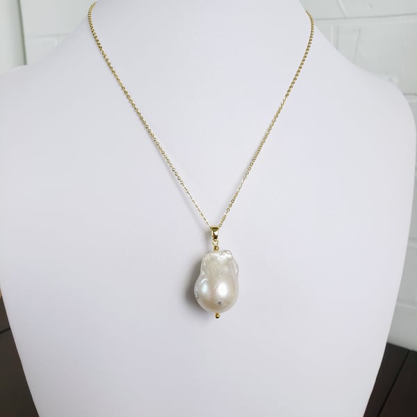 Pearl Necklace Large Baroque Pearl Necklace Bridesmaid Wedding Gift For Her