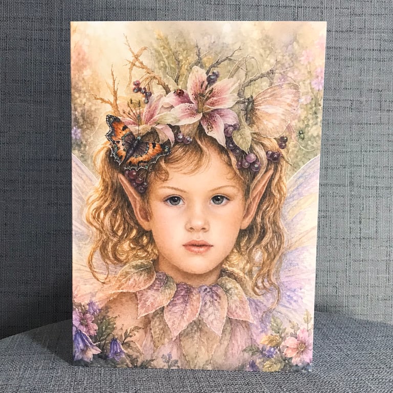 Greeting Card Birthday Card A5 Fairy Art – Sparkle & Personalised Insert