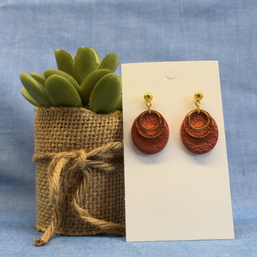 Oval Earrings with Gold Hoop Accent