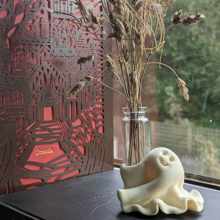 Ainsley - Glow in the dark polymer clay & glass bud vase 