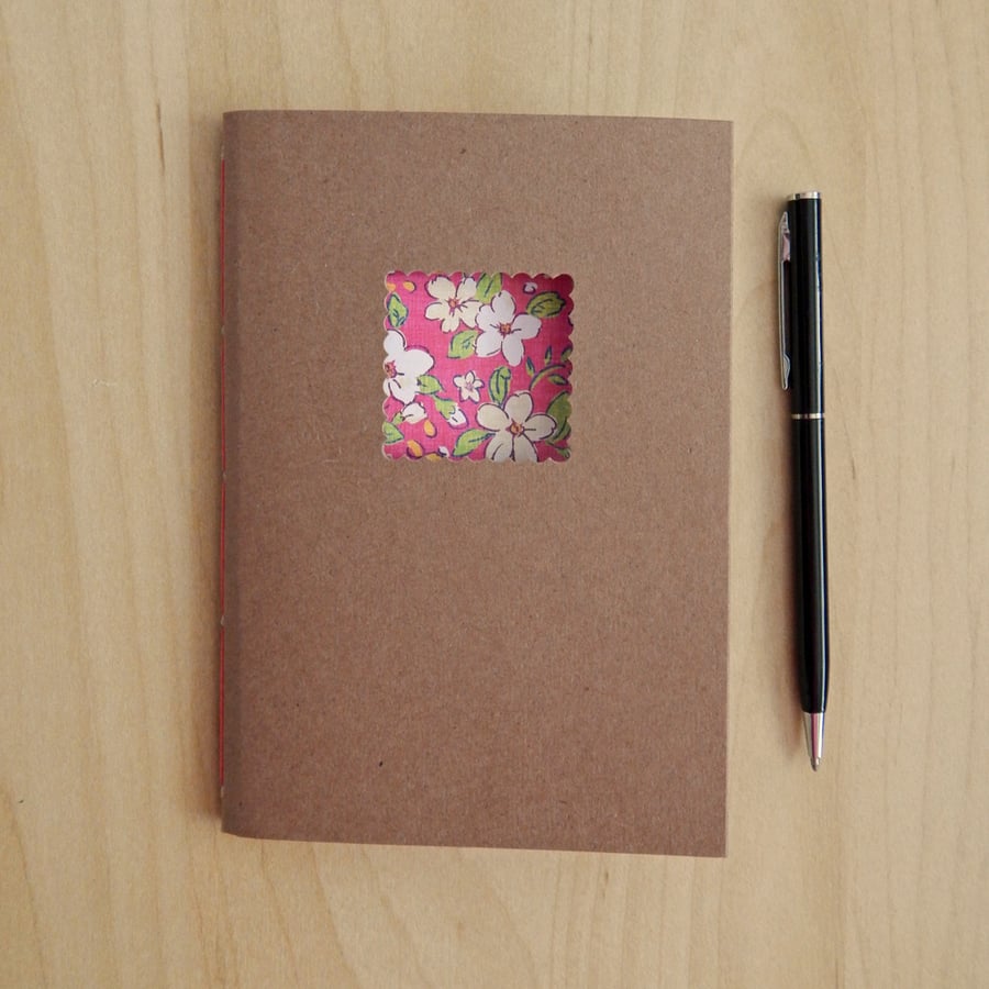 Pink Floral Notebook, hand made notebook with pink flowers, Mother's Day