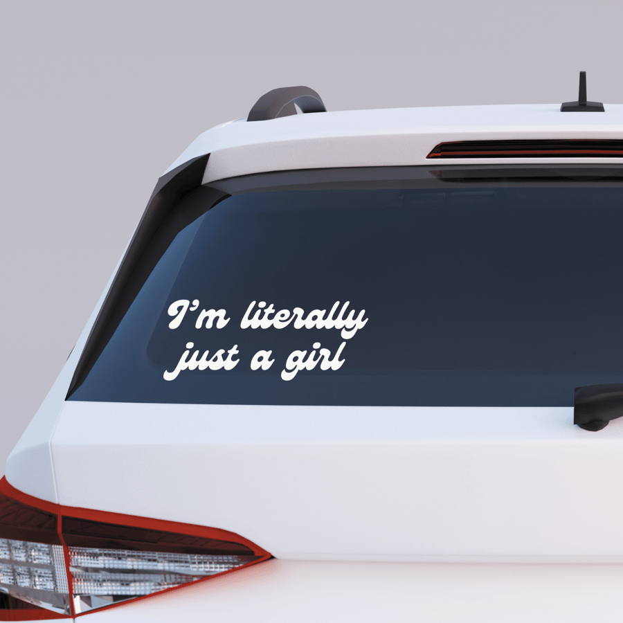 Literally Just A Girl - Retro Font: Girly Car Sticker Accessory Bumper Decal