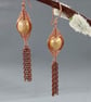Cultured Pearl Copper Herringbone Y Lariat Necklace with Matching Earrings - Image 2