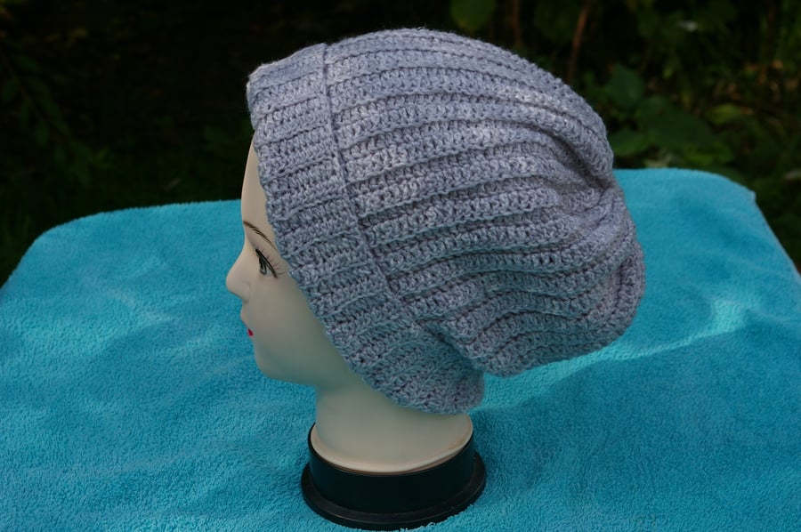 Hat Slouch Beanie Hat Crochet in Grey