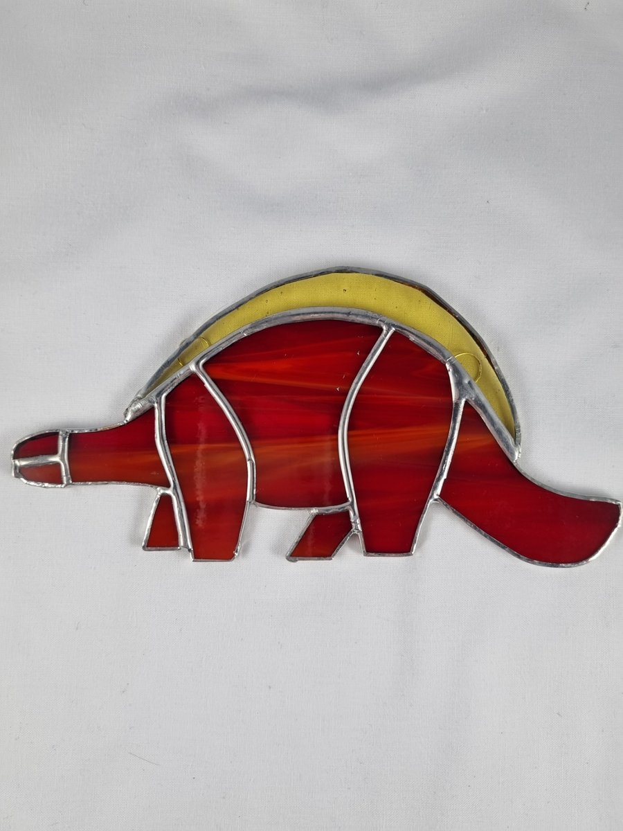 543 Stained Glass Stegosaurus - handmade hanging decoration.
