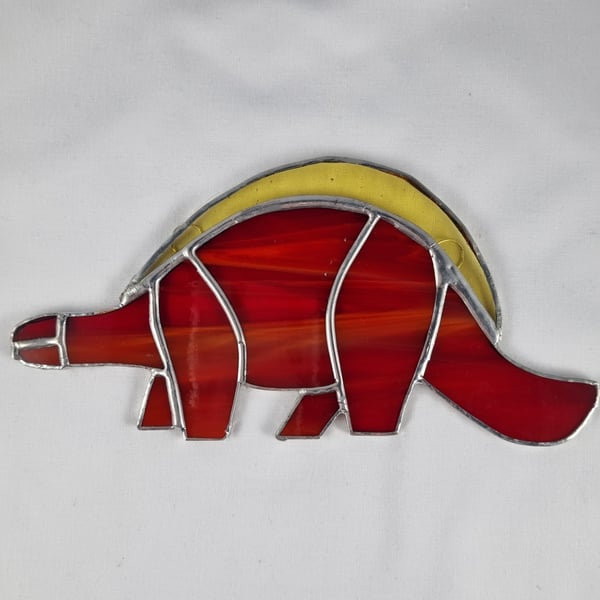 543 Stained Glass Stegosaurus - handmade hanging decoration.