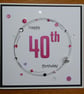 40th Birthday Card - Hot Pink Wreath Design  - Image 5