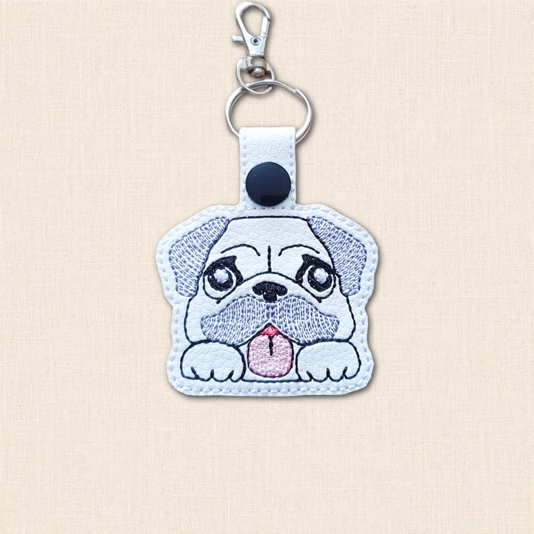 Pug Keyring - Kawaii Dog Faux Leather Accessory
