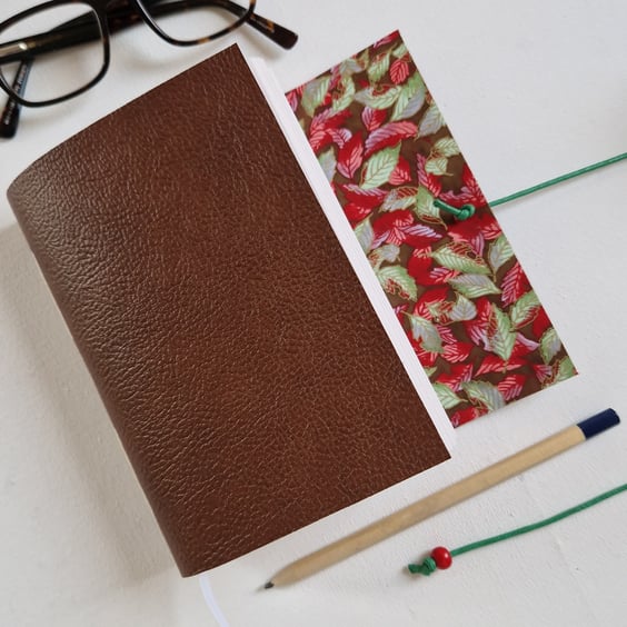 Autumn Leaves Notebook or Leather Journal, gift for a gardener