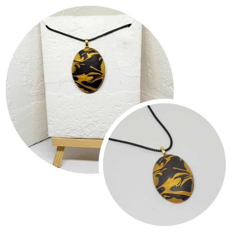 Polymer clay pendant - handmade necklace - unique statement jewellery