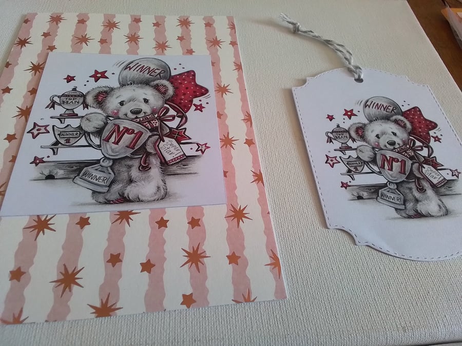 Card and gift tag. Birthday card. Fathers day card. Ref 446