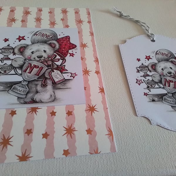 Card and gift tag. Birthday card. Fathers day card. Ref 446