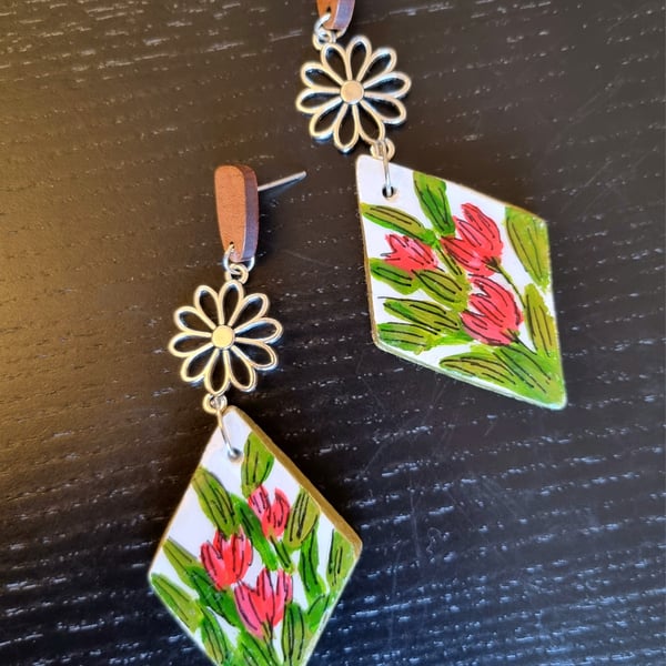 Air-Dry Clay Tulip Garden Earrings