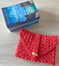 Granny Square Book Sleeve - Book Wrap - Red Crocheted Book Sleeve - Image 3