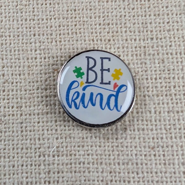 Be Kind - Autism Awareness Support Pin - Large Resin Topped Pin Badge