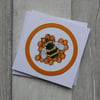 Cross Stitch Bumble Bee - Blank Greetings Card