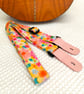 1 inch Wide Adjustable Handmade ukulele neck strap in pretty, bright florals - Image 4