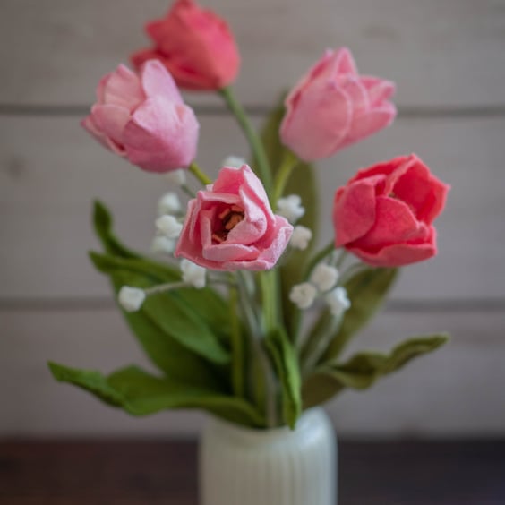 Pink Tulips Felt Bouquet