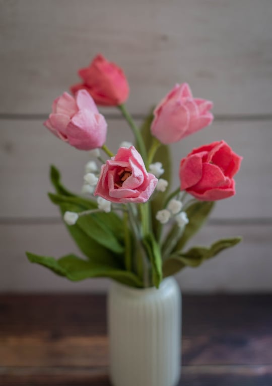Pink Tulips Felt Bouquet