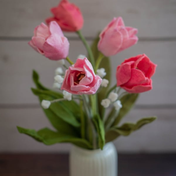 Pink Tulips Felt Bouquet