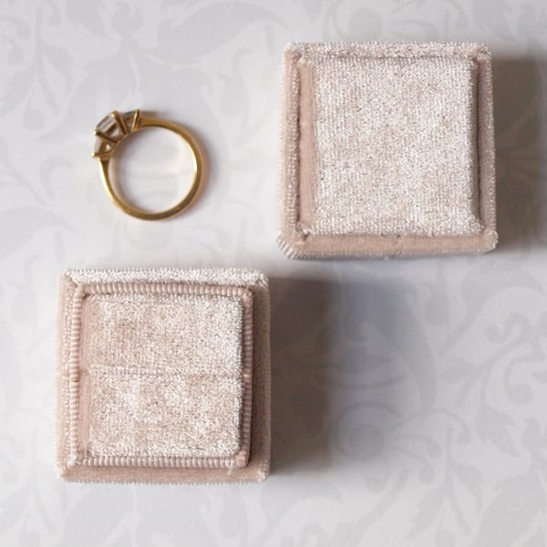 Luxurious Rich Cream Velvet Ring Box for Engagement, Wedding or Heirloom Ring