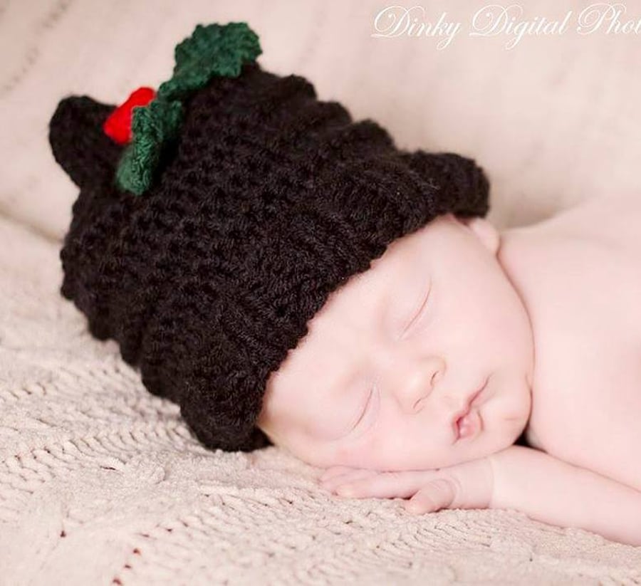 Newborn Baby Xmas Holly and Berry Photo Prop Hat