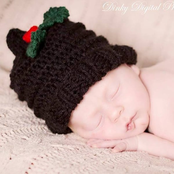 Newborn Baby Xmas Holly and Berry Photo Prop Hat