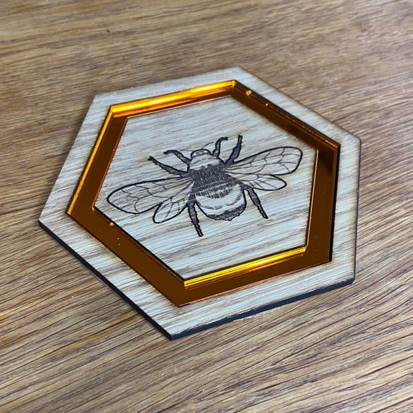 Hexagon Bee Coaster - Style 2