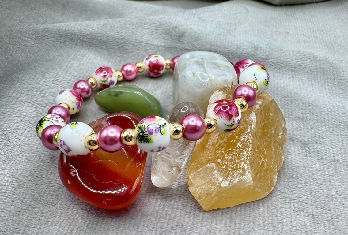 Ceramic and glass pearl bracelet - 7'' 