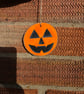 Hand Painted Halloween Pumpkin Wooden Slice – Jack-O'-Lantern Hanging Decoration - Image 1