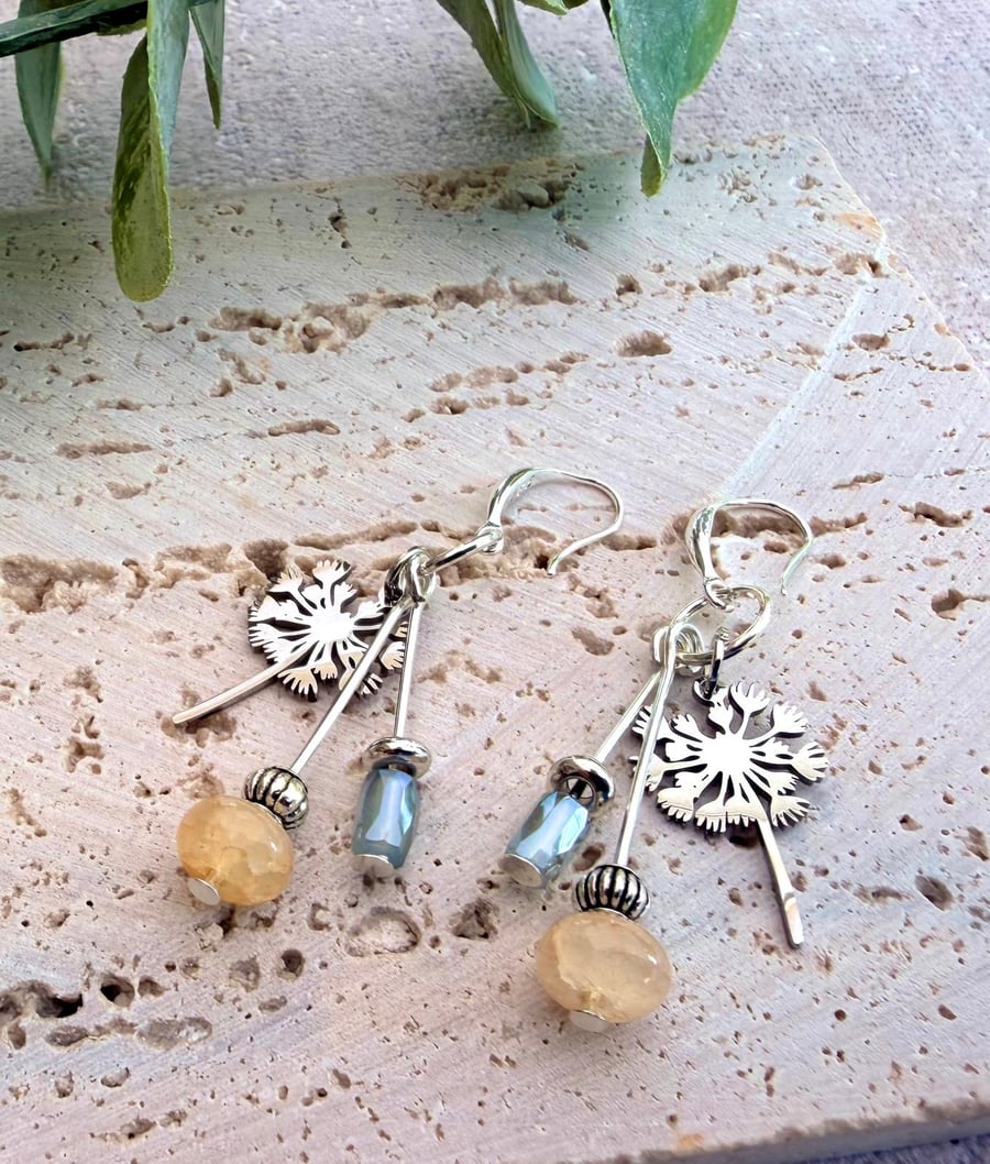Dandelion drop earring