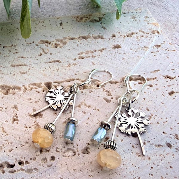 Dandelion drop earring