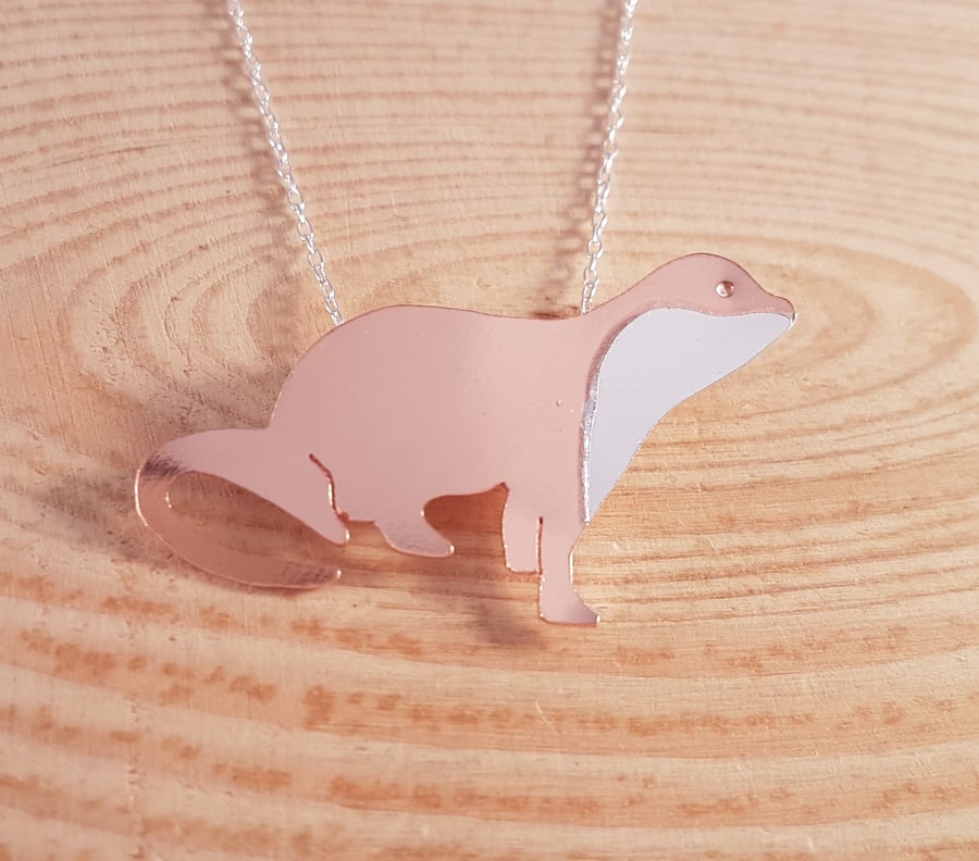Sterling Silver and Copper Otter Necklace