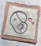 Mummy and Baby Elephant,  'new baby' hand embroidered keepsake card - Image 4