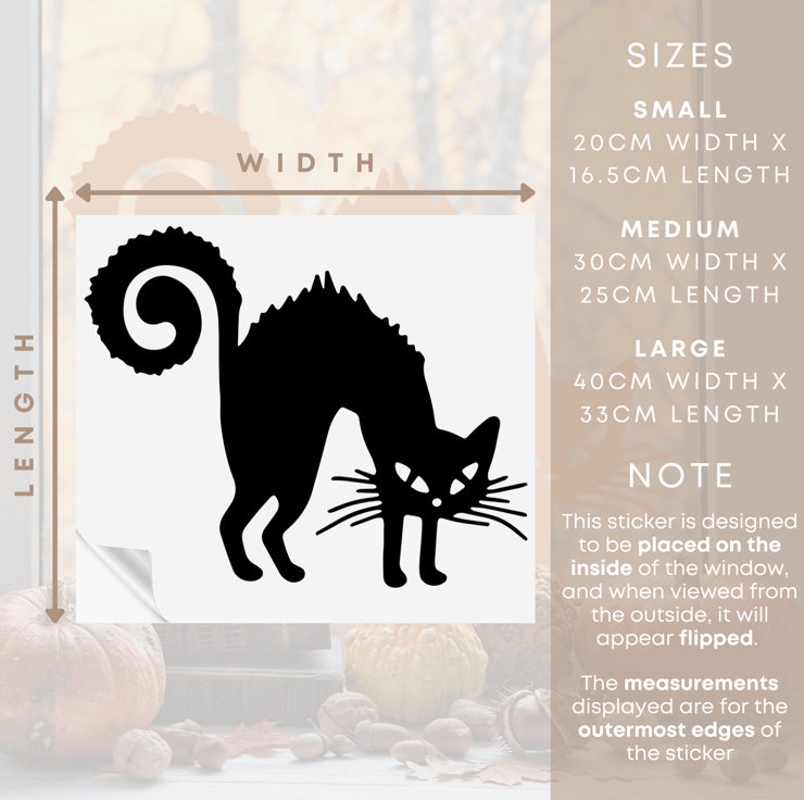 Spooky Cat Vinyl Decal Sticker – Halloween Witch Haunted Horror – Choose Color