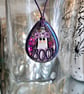 Handmade 'BOO' purple necklace -hand painted ghost with glitter set in resin.  - Image 1