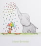 Rainbow Rain 'Ellie' Elephant Birthday Card - Personalised - Image 3