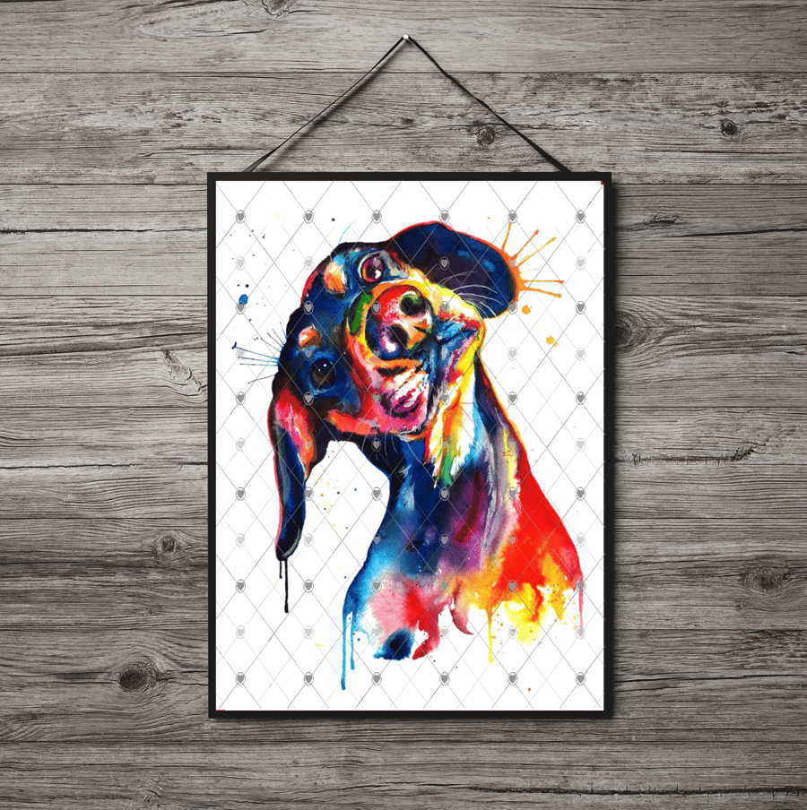 Dachshund A4 Print, Bulldog Custom Print, Personalised Wall Art, Custom Dog
