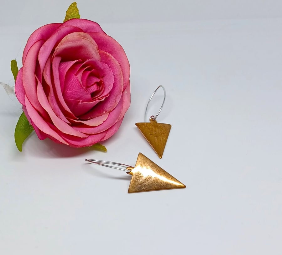 Copper Shield Shape Earrings, Copper Triangle Earrings, Polished Copper, Copper 