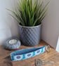 Handmade Blue & White Daisy Wristlet Keyring - Upcycled Denim
