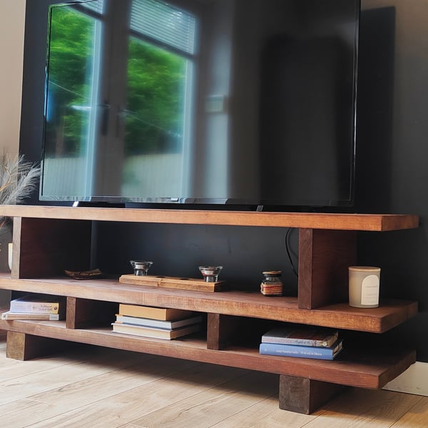 TV stand,  Handmade Solid Wood TV Unit, Farmhouse Style Media Console 