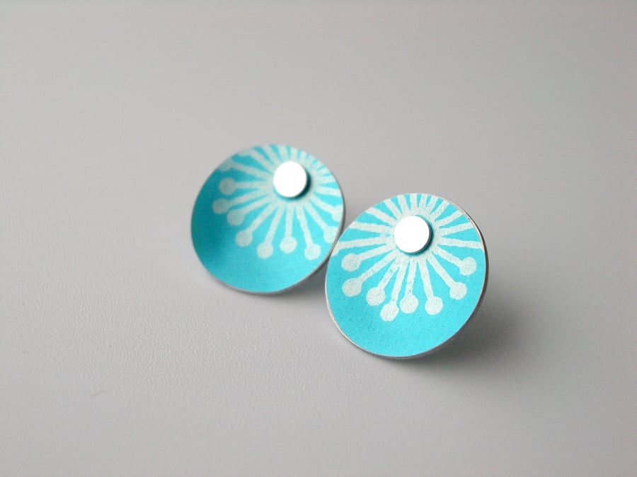 Starburst earrings studs in turquoise 