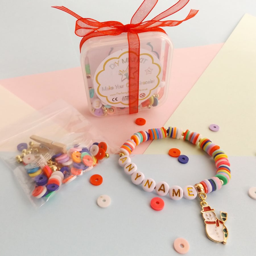 Snowman Bracelet Kit, personalised DIY Christmas bracelet 