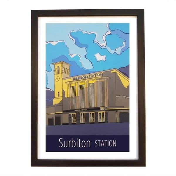 Surbiton Station travel poster print by Susie West