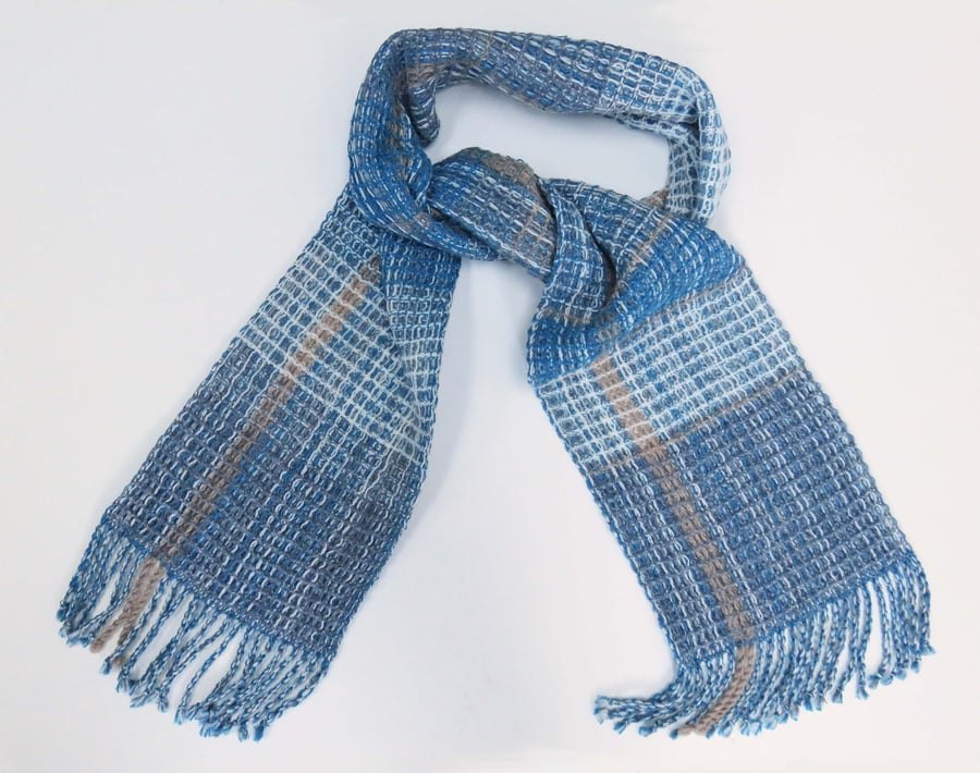 Handwoven waffle texture scarf