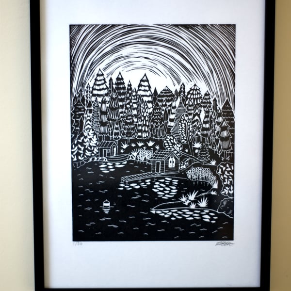 Archipelago 1 Scandinavian Swedish Island Lino Print 