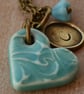 Handmade Ceramic Heart, Personalised Initial & Bead Necklace (More Colours) - Image 4