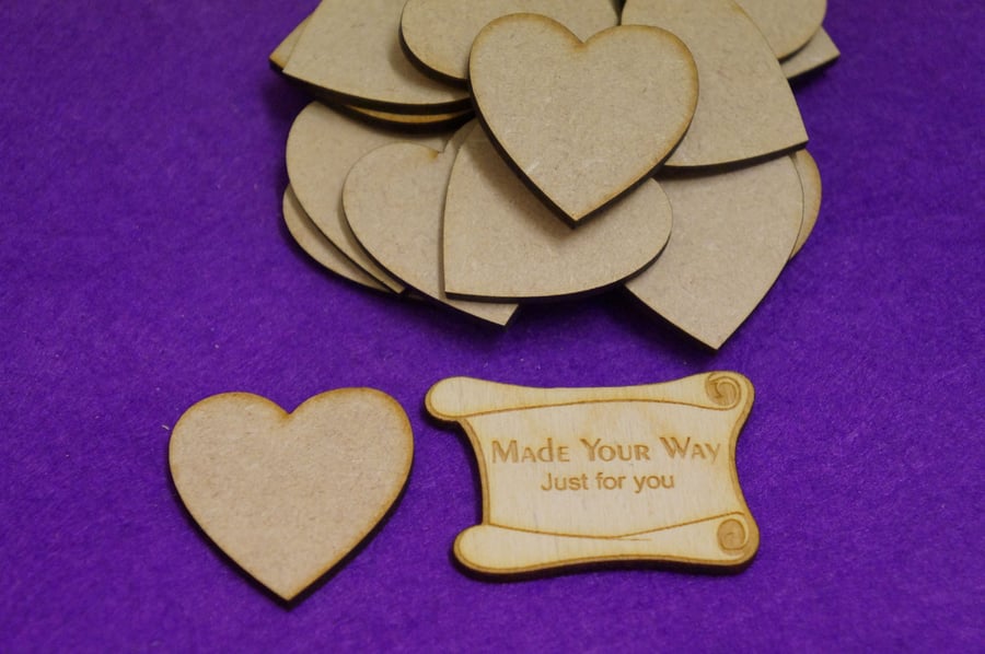 MDF Heart 4cm - 25 x Laser cut wooden shape