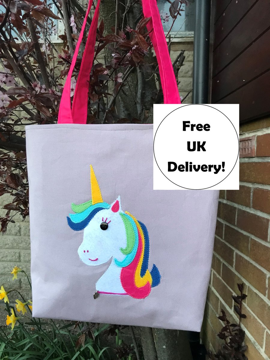 Appliqued Unicorn on a Tote Bag