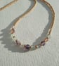 Fluorite and glass beaded necklace, 16.5 to 17.5 inches
